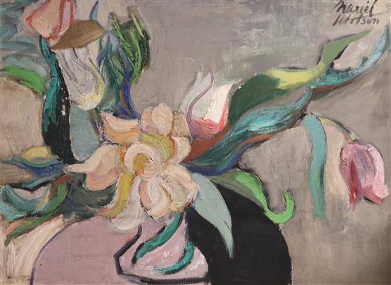 Muriel Wilson, oil on canvas, flower study, signed, 53 x 72cm